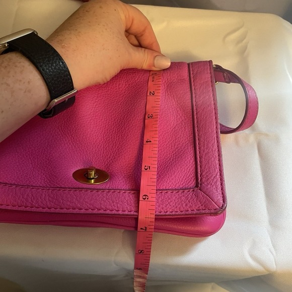 J. CREW HANDBAG TILLARY PURSE NEON HOT PINK LEATHER CROSSBODY FLAP BAG  CLUTCH - Picture 15 of 16